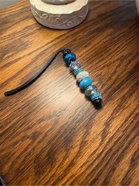 Blue Beaded Bookmark Charm